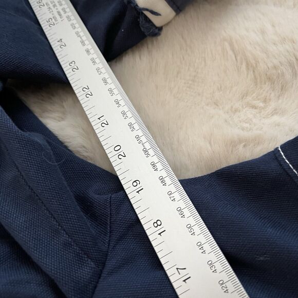 Boden Navy Trench Coat with White and Gray Accents - Picture 13 of 13